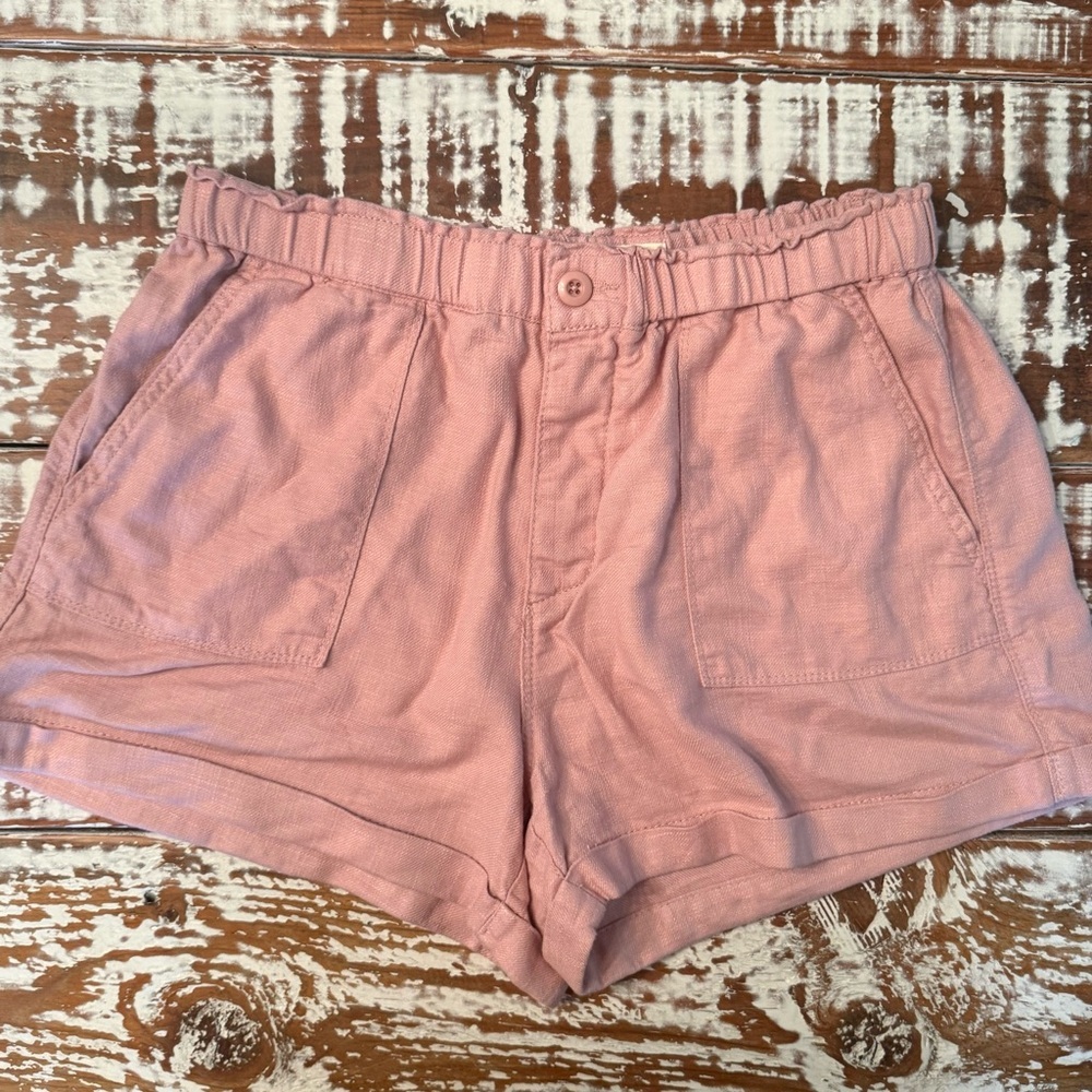 Blank NYC Pink Linen Blend Pull On Shorts Medium Casual Summer